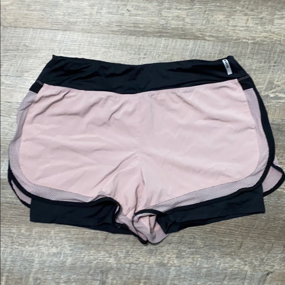 🔥RBX Sport GYM Double Shorts Athletic Black Pink
